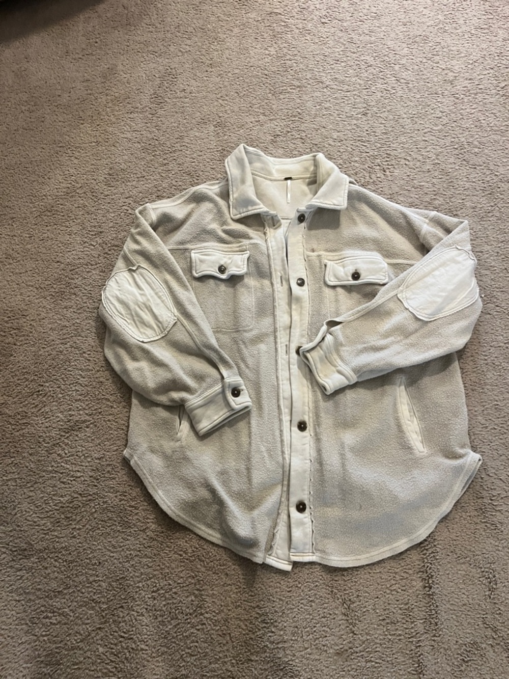 Free People Cream Button-Up Shacket